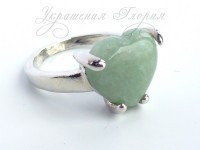 Кольцо зеленый оникс "Сердце"